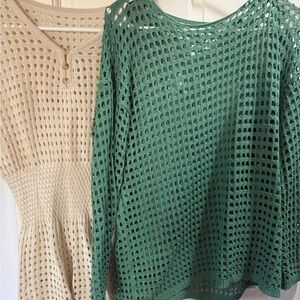Cupshe Green and Cream Knit Swim Coverups